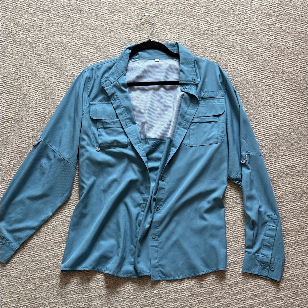 Blue Performance Button-Up Shirt Sz M